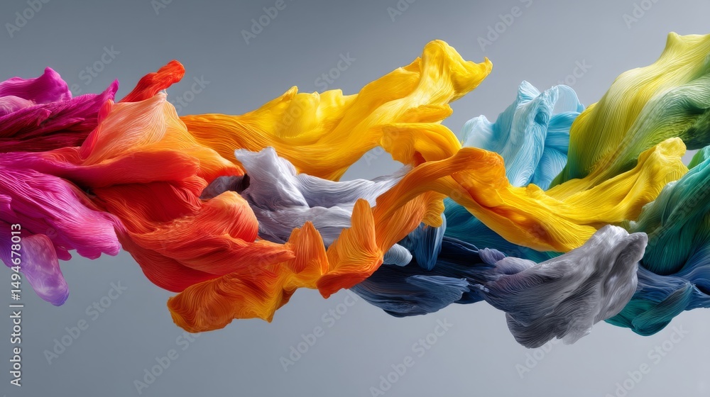 Poster vibrant colors blend in a dynamic flow, creating an abstract and artistic design.