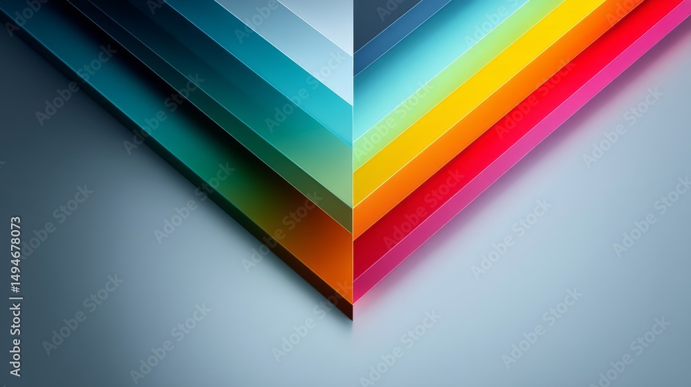 Poster vibrant geometric patterns with dynamic colors forming a modern abstract design.