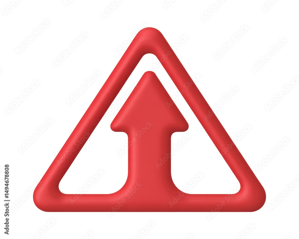 Poster a red triangle with an arrow pointing up icon on a transparent background