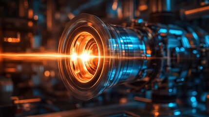 A high-tech energy shield glowing in a deep-space research facility