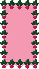 Decorative square frame featuring vector beetroot elements. Ideal for menu designs, natural product branding, and eco-friendly digital materials.