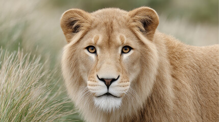 Obraz premium A majestic lioness gazing confidently into the distance, showcasing the beauty of wildlife and the spirit of the savannah.