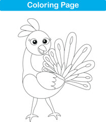 Funny cartoon pou bird. Coloring pages. Vector illustration
