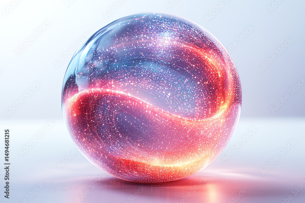 Fototapete a mesmerizing abstract sphere featuring glowing waves and sparkling effects, perfect for digital art