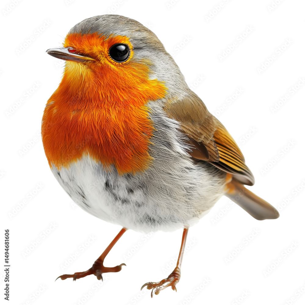 Poster vibrant bird with striking orange chest and gray feathers, standing proudly. its round shape and bri