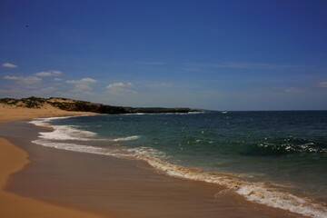 The rocky coast of South Portugal. The south-west point of Europe.