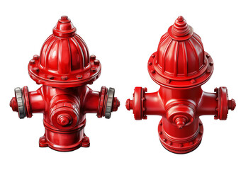 Fototapeta premium Collection red hydrant isolated on a transparent background