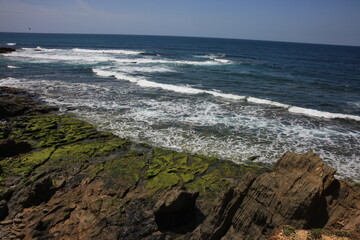 The rocky coast of South Portugal. The south-west point of Europe.
