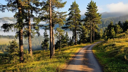 Fototapeta premium Scenic Forest Road at Dawn