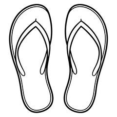 Flip flop slippers line art black icon on white background.