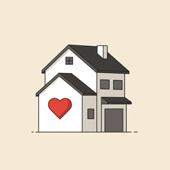 House with heart pictogram. Love home icon. Modern vector illustration