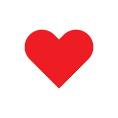Simple red heart icon. love symbol, valentine romantic shape isolated sign in vector flat style.