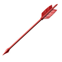 Bold Arrow with a Prominent Profile in Ruby Red Isolated on Transparent Background