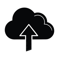 Cloud Upload Icon Simple Black Silhouette Design for Digital Projects