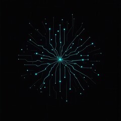 Fototapeta premium Abstract Blue And Cyan Network Visualization On Dark Background