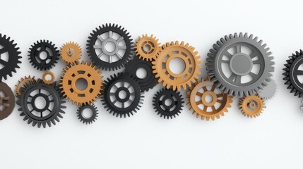 Interlocking Gears Teamwork Concept, 3D Render, cog, mechanism Teamwork, Collaboration