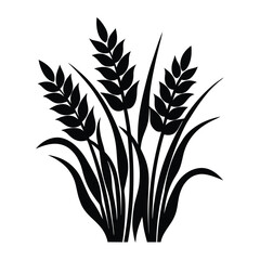 Fototapeta premium Elegant Wheat Stalks Silhouette Black and White Vector Illustration