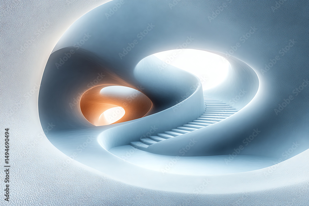 Fototapete an abstract architectural design featuring smooth curves, soft lighting, and a harmonious blend of f