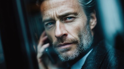 Portrait of a business man talking on the phone.