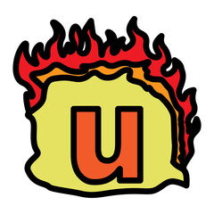 u Small Alphabet Vector Filled Icon Design