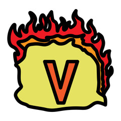 v Small Alphabet Vector Filled Icon Design