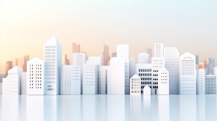 Paper Cityscape Minimalist White Building Illustration, Urban Development, Architecture Urban Planning, Cityscape