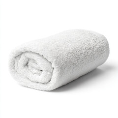 a rolled up white towel on a white surface