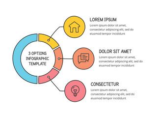 Fototapeta premium Hand drawn flow chart infographic template with 3 options, doodle infographics, vector eps10 illustration