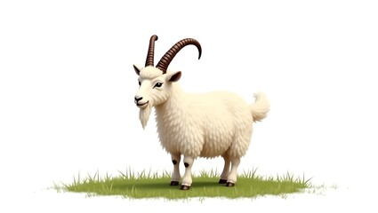 Fototapeta premium white goat on green grass