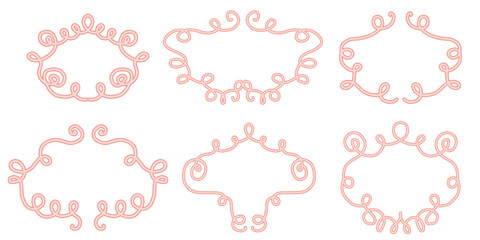 Elegant vintage calligraphic frames set with hand drawn flourishes and ornamental text separators for invitations certificates and greeting cards