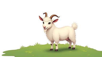 Obraz premium white goat on green grass