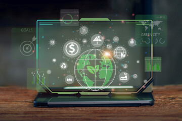 Environmental technology concept. sustainable ESG modernization development by using technology