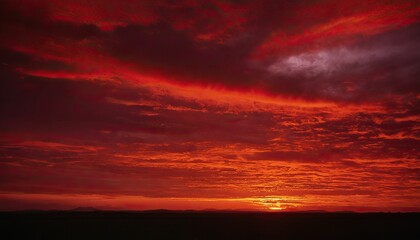Fototapeta premium Fiery sunset sky dramatic red cloudscape