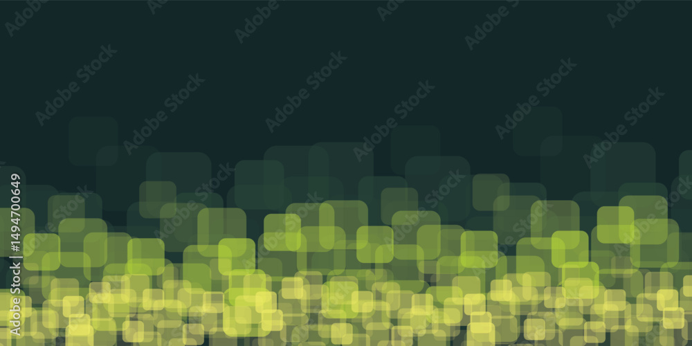 Poster a modern abstract background features overlapping rounded squares in vibrant green and yellow tones 