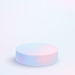 Round podium in pastel colors on soft light background, minimalist 3D platform with gradient for modern product display.