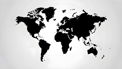 Minimal world map illustration in black and white, modern and clean design