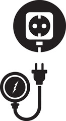 Electric socket with a plug. Concept of 404 error connection. Electric plug icon and outlet socket unplugged. cable of energy disconnect, vector.eps isolated background