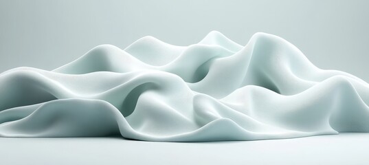 Fototapeta premium Abstract Gentle Waves, a Fluid Dynamic Background in Light Green Tones Minimalist Design.