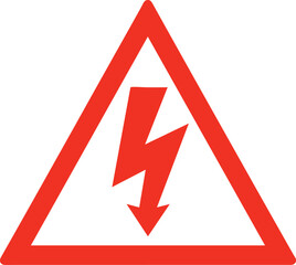 High Voltage Warning Symbol: A striking graphic illustration of a high voltage warning sign, featuring a bright red triangle enclosing a lightning bolt symbol. Emphasizing danger.