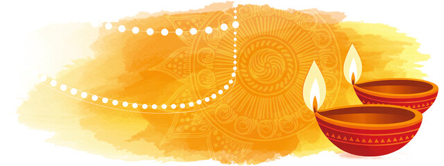 Festive Diwali Celebration with Glowing Diyas and Patterns