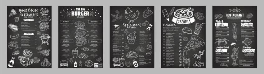 Hand-drawn menu collection. Can be used in graphic design projects.