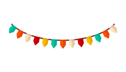 Colorful festive flag garland. Vector pennant isolated on white background. Hanging summer party garland for kids.