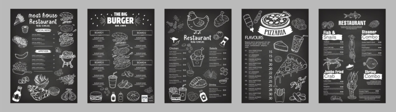 Hand-drawn menu collection. Can be used in graphic design projects.