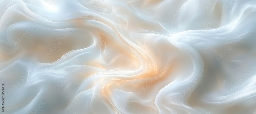 Poster abstract background of delicate white fabric with soft gentle gradient, forming dynamic waves