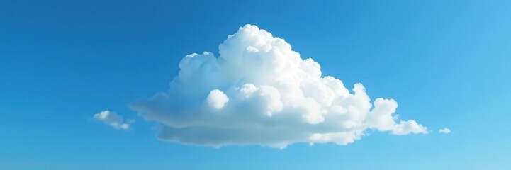 Fototapeta premium Single brilliant white cloud set against a deep blue, clear sky , unobstructed view, clear, serenity