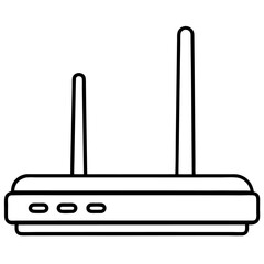 Router line art black icon on white background.