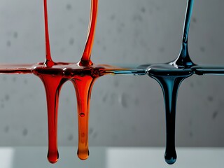 red paint pouring into glass