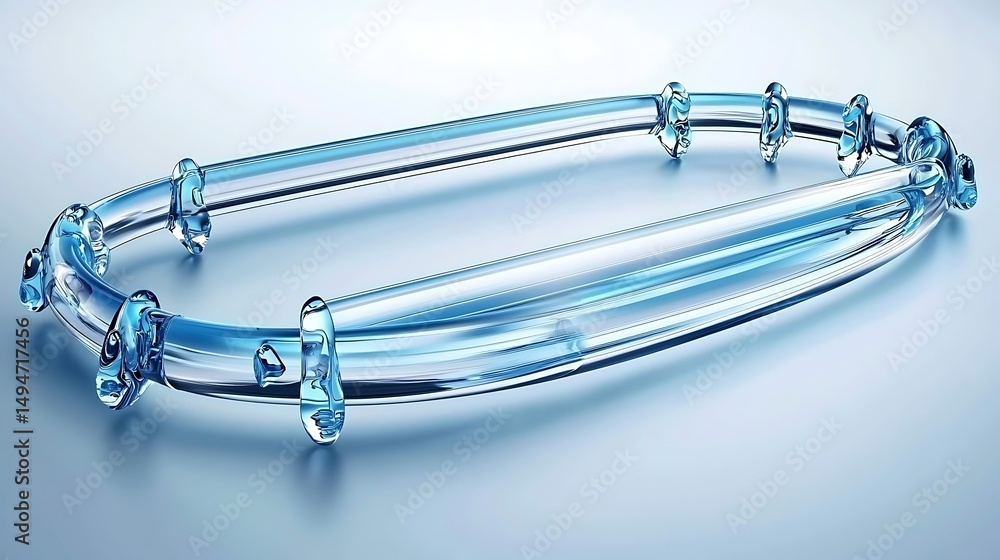 Poster transparent blue glass oval object with smooth edges and unique design for decorative use