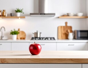 Fresh fruits placed on a kitchen counter alongside a glass of juice, set against a modern dark-toned kitchen background — a clean and natural food scene with moody lighting.