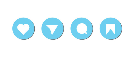 Icons like comment, share, save, like media button. 
 Social media interface icon. Social media icon.